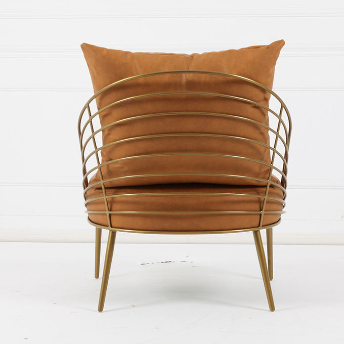 Modern Gold Brass Living Room Armchair Stainless Steel Frame 1