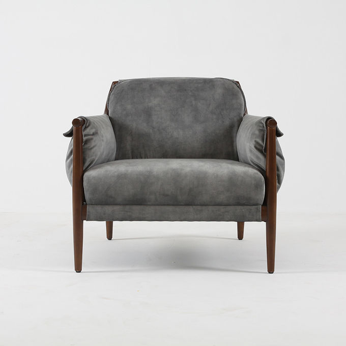 Fabric Upholstered Solid Wood Frame Accent Chair Nordic Style 3