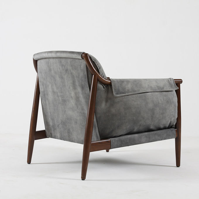Fabric Upholstered Solid Wood Frame Accent Chair Nordic Style 1