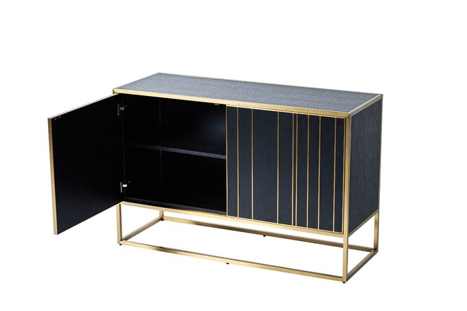 Gold Stainless Steel Double Doors Metal Console Cabinet Luxury Style 3